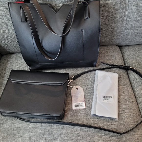 Pixie Mood Set of 3 Vegan Leather Black Tote, Purse, and Wallet - NWT & EUC - Picture 3 of 12